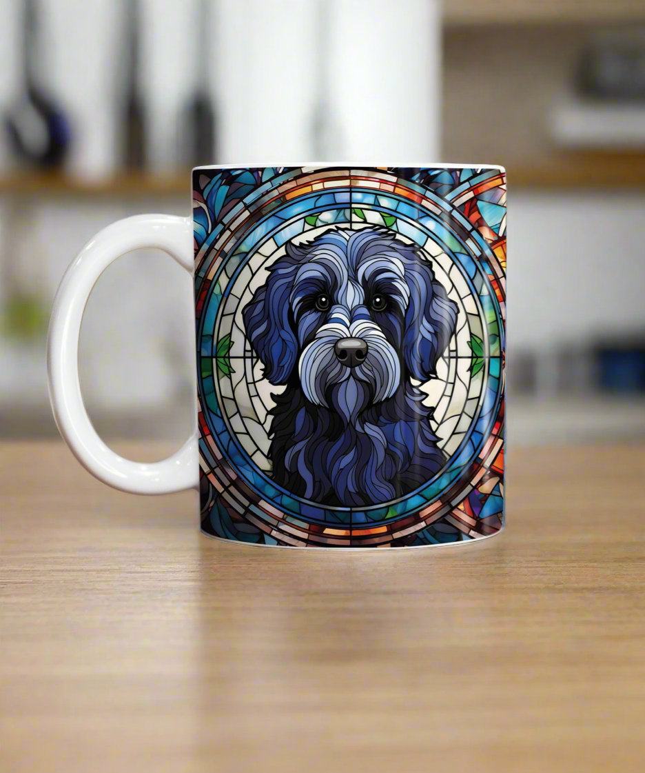 Labradoodle Black Suncatcher Artwork Ceramic Mug