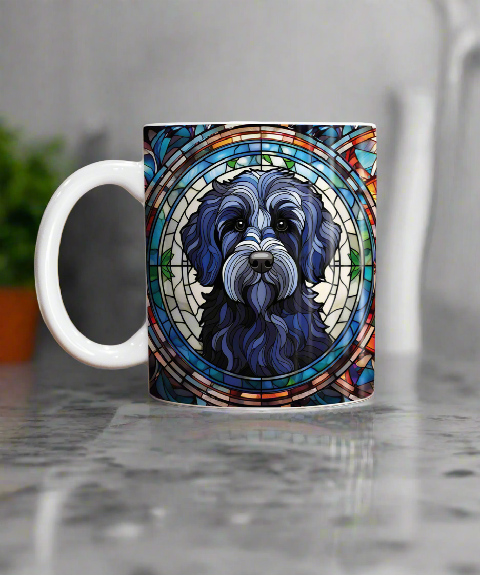 Labradoodle Black Suncatcher Artwork Ceramic Mug