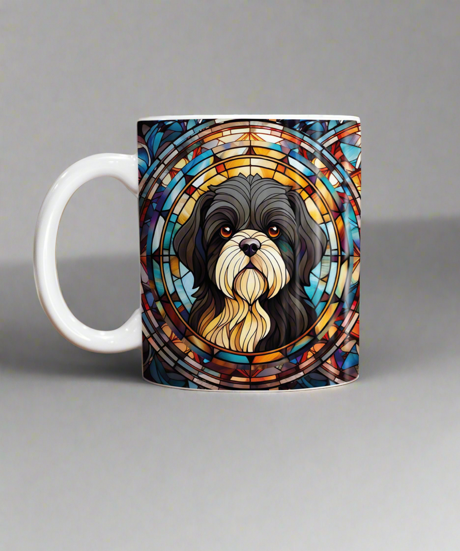 Shih Tzu Black & White Suncatcher Artwork Ceramic Mug