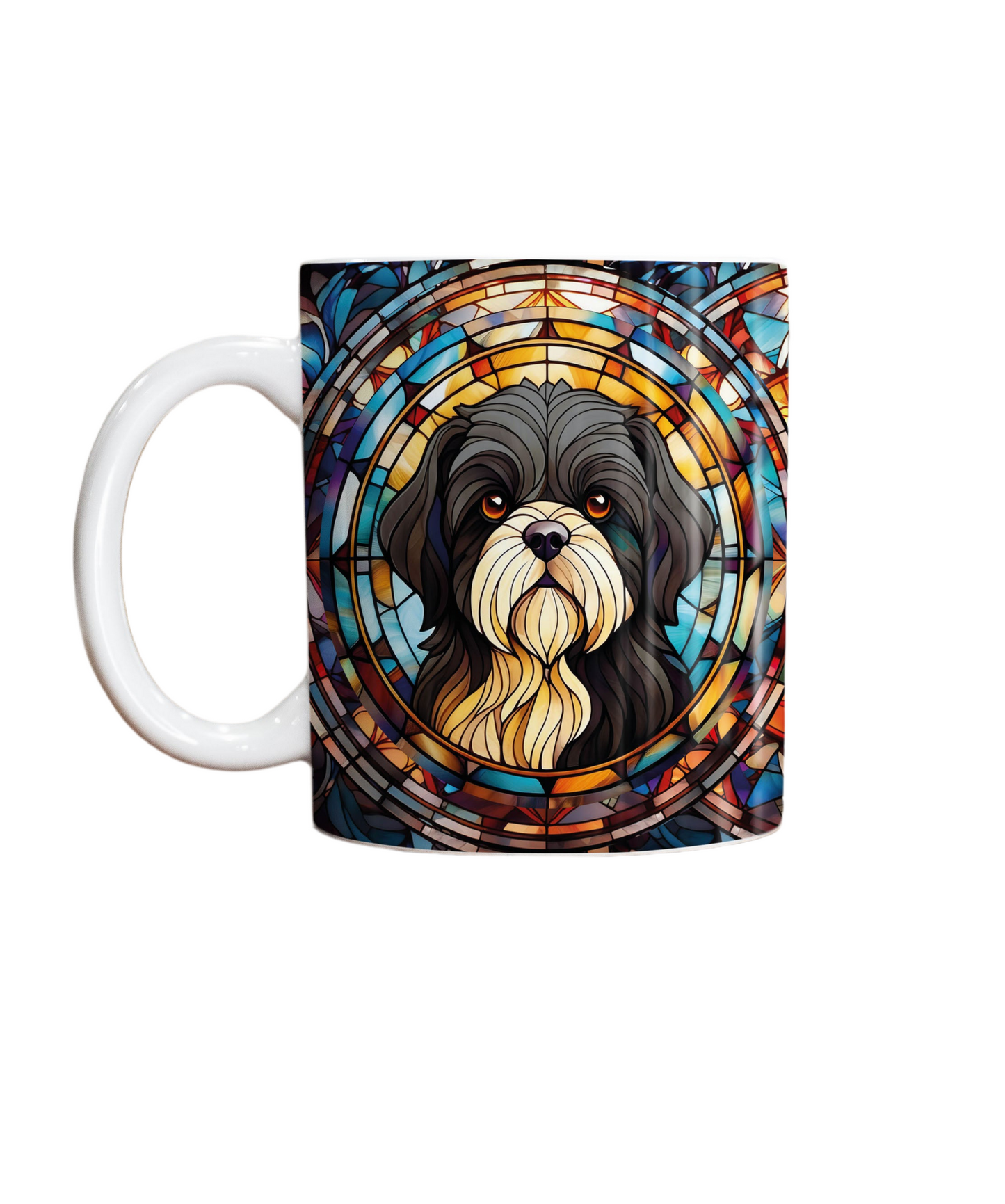 Shih Tzu Black & White Suncatcher Artwork Ceramic Mug