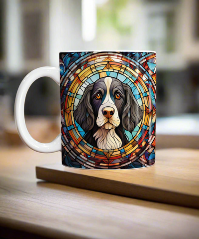 Springer Spaniel Black & White Suncatcher Artwork Ceramic Mug