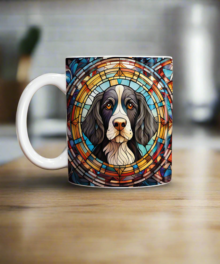 Springer Spaniel Black & White Suncatcher Artwork Ceramic Mug