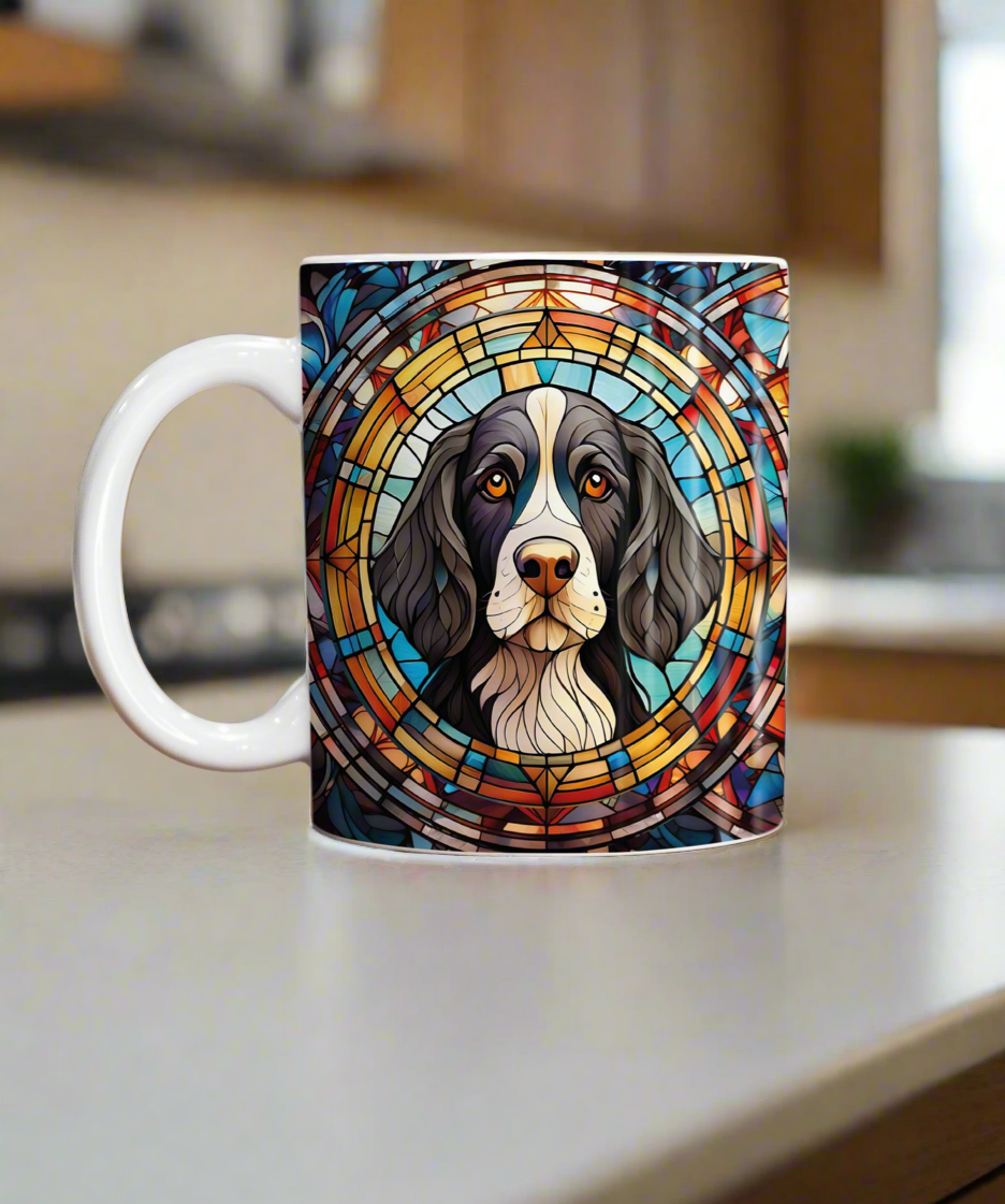 Springer Spaniel Black & White Suncatcher Artwork Ceramic Mug