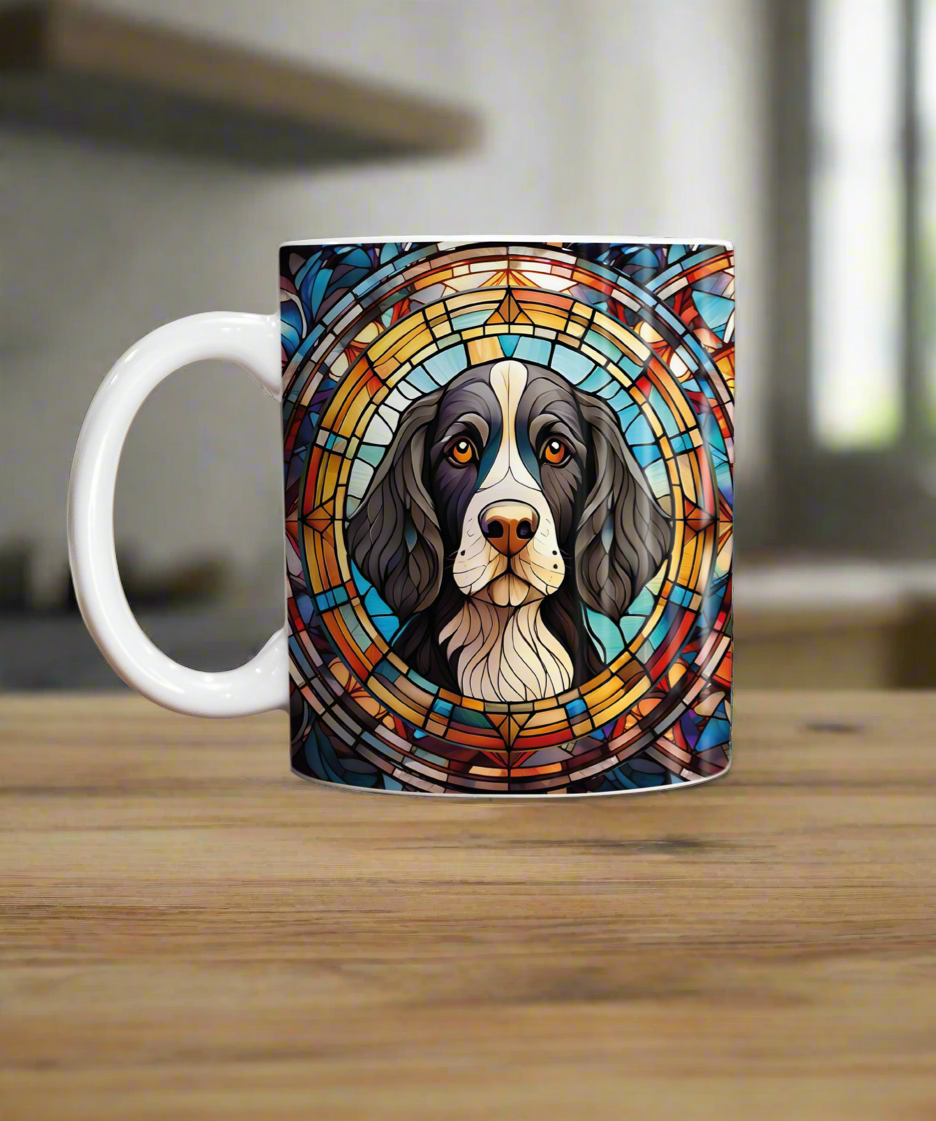 Springer Spaniel Black & White Suncatcher Artwork Ceramic Mug