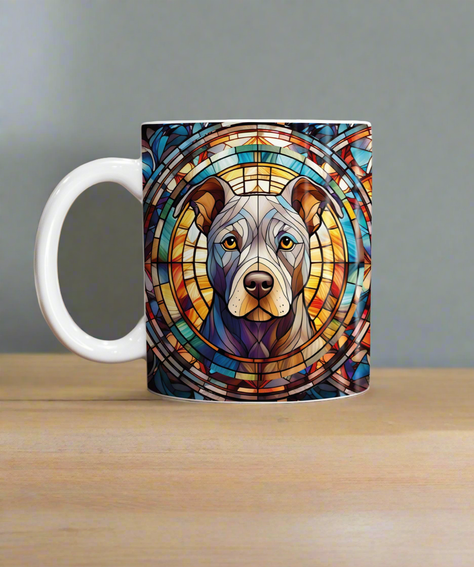 Staffie Grey Suncatcher Artwork Ceramic Mug