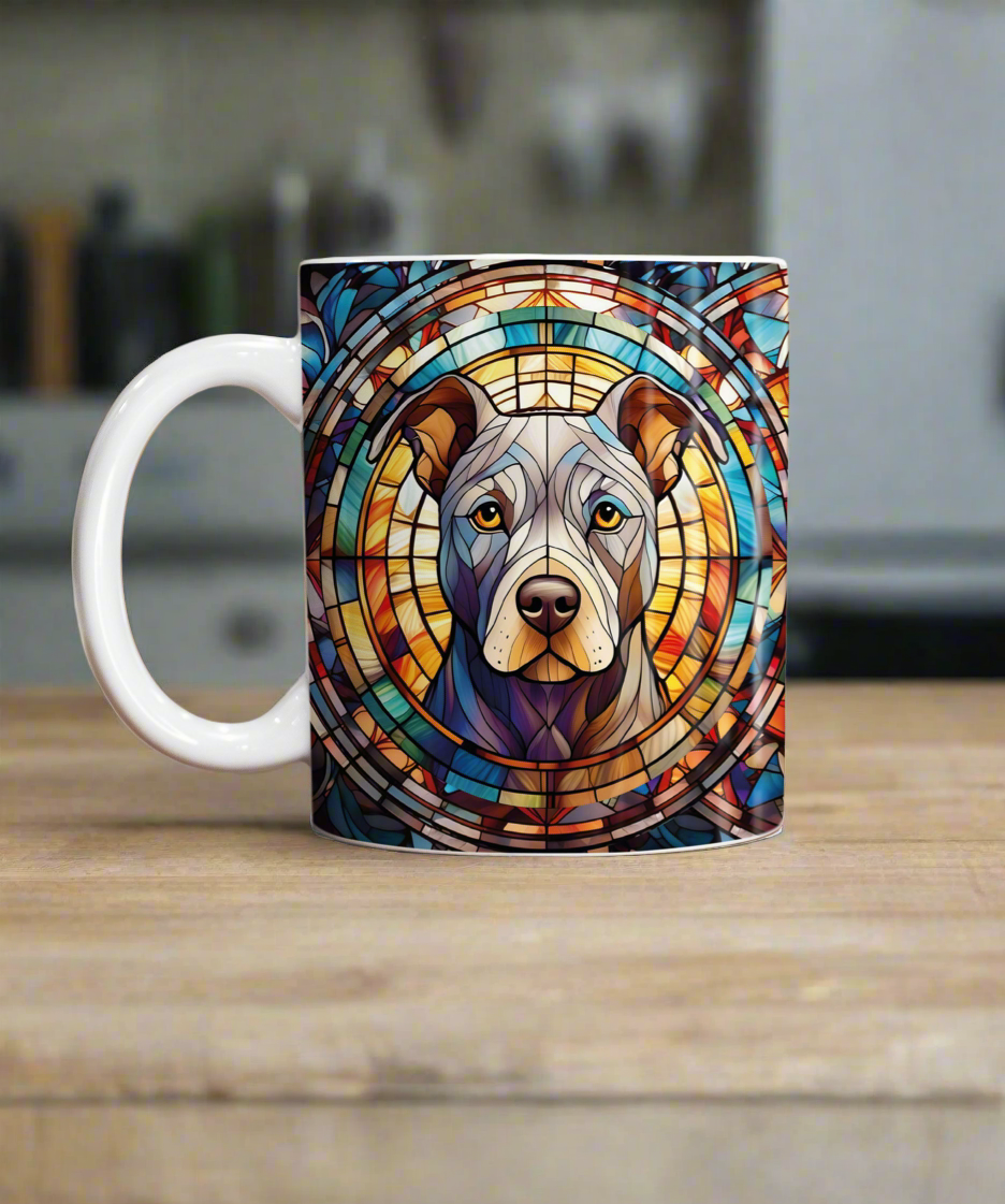 Staffie Grey Suncatcher Artwork Ceramic Mug