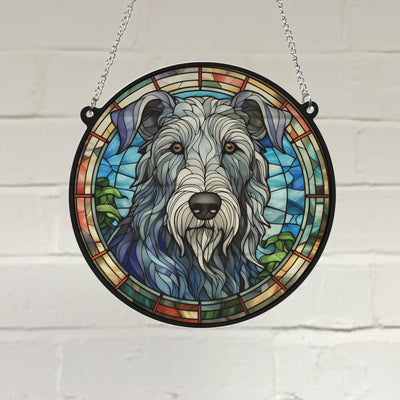 Irish Wolfhound Stained Glass Effect Suncatcher