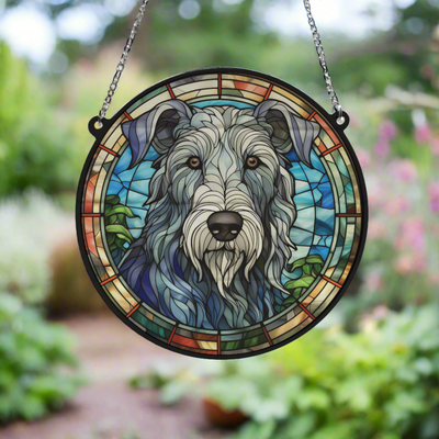 Irish Wolfhound Stained Glass Effect Suncatcher