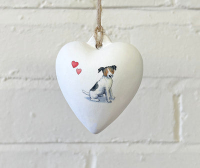 Jack Russell Ceramic Heart Bauble