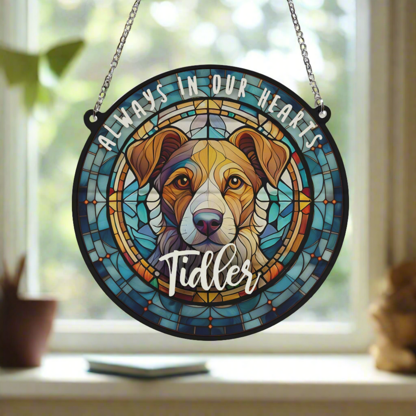 Jack Russell Memorial Stained Glass Effect Suncatcher