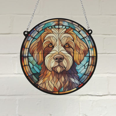 Labradoodle Stained Glass Effect Suncatcher