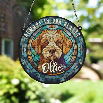 Labradoodle Memorial Stained Glass Effect Suncatcher