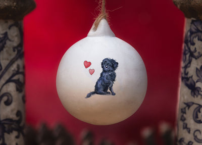 Labradoodle Black Ceramic Round Bauble