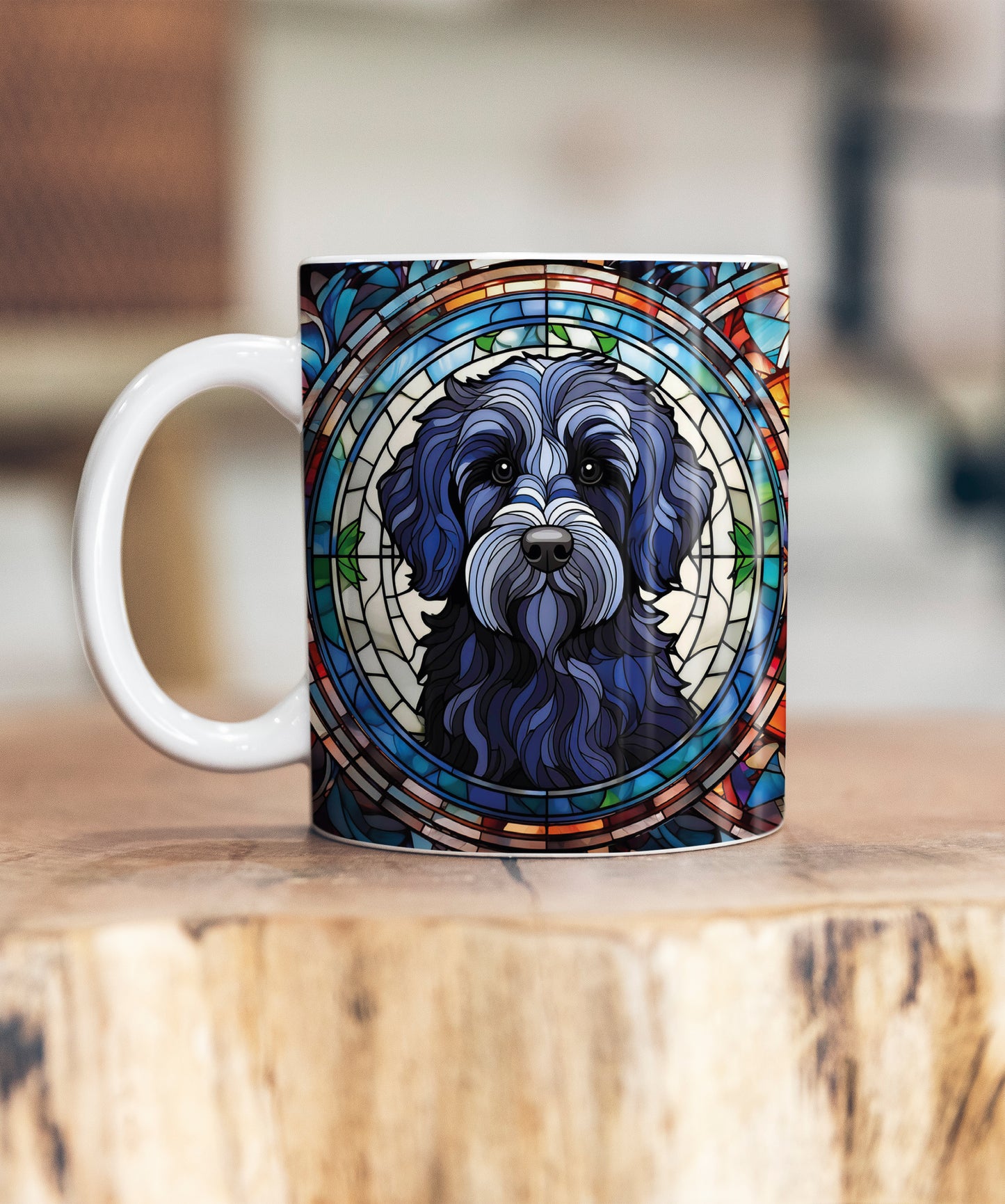 Labradoodle Black Suncatcher Artwork Ceramic Mug