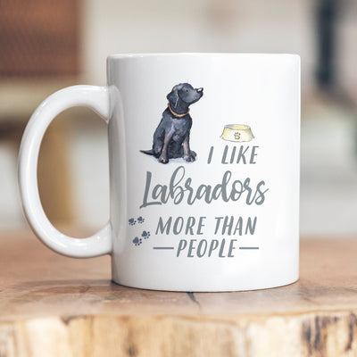 I Like Dogs More Than People Labrador Black Ceramic Mug