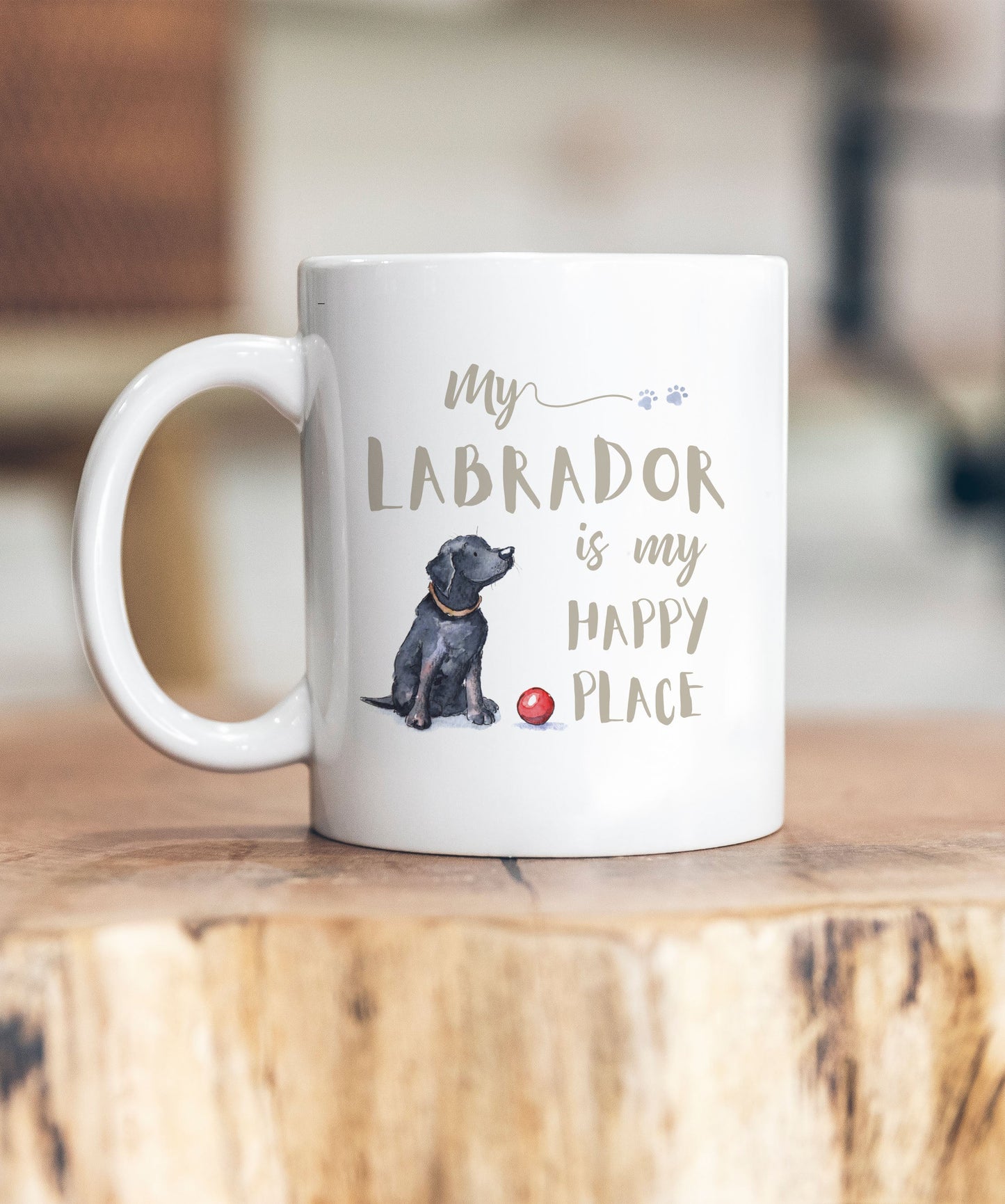 My Happy Place Labrador Black Ceramic Mug