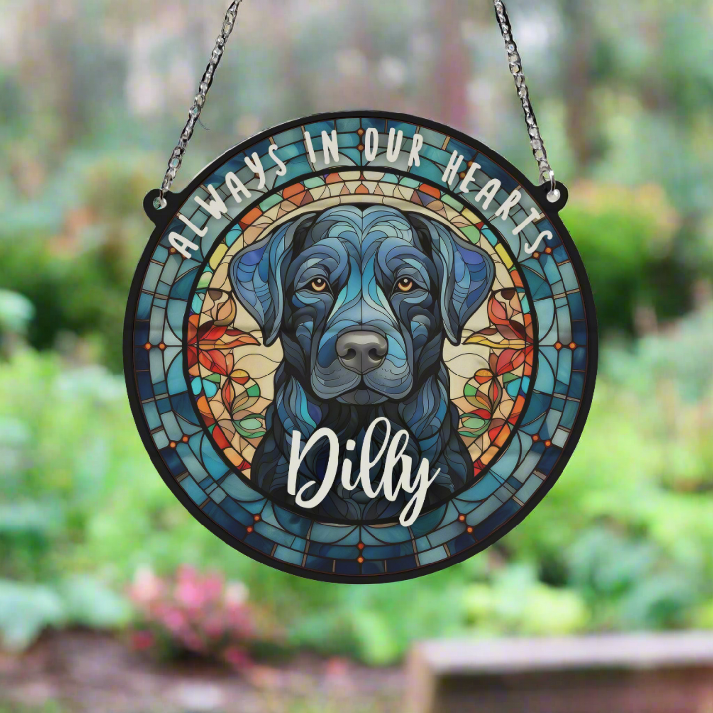 Labrador Black Memorial Stained Glass Effect Suncatcher