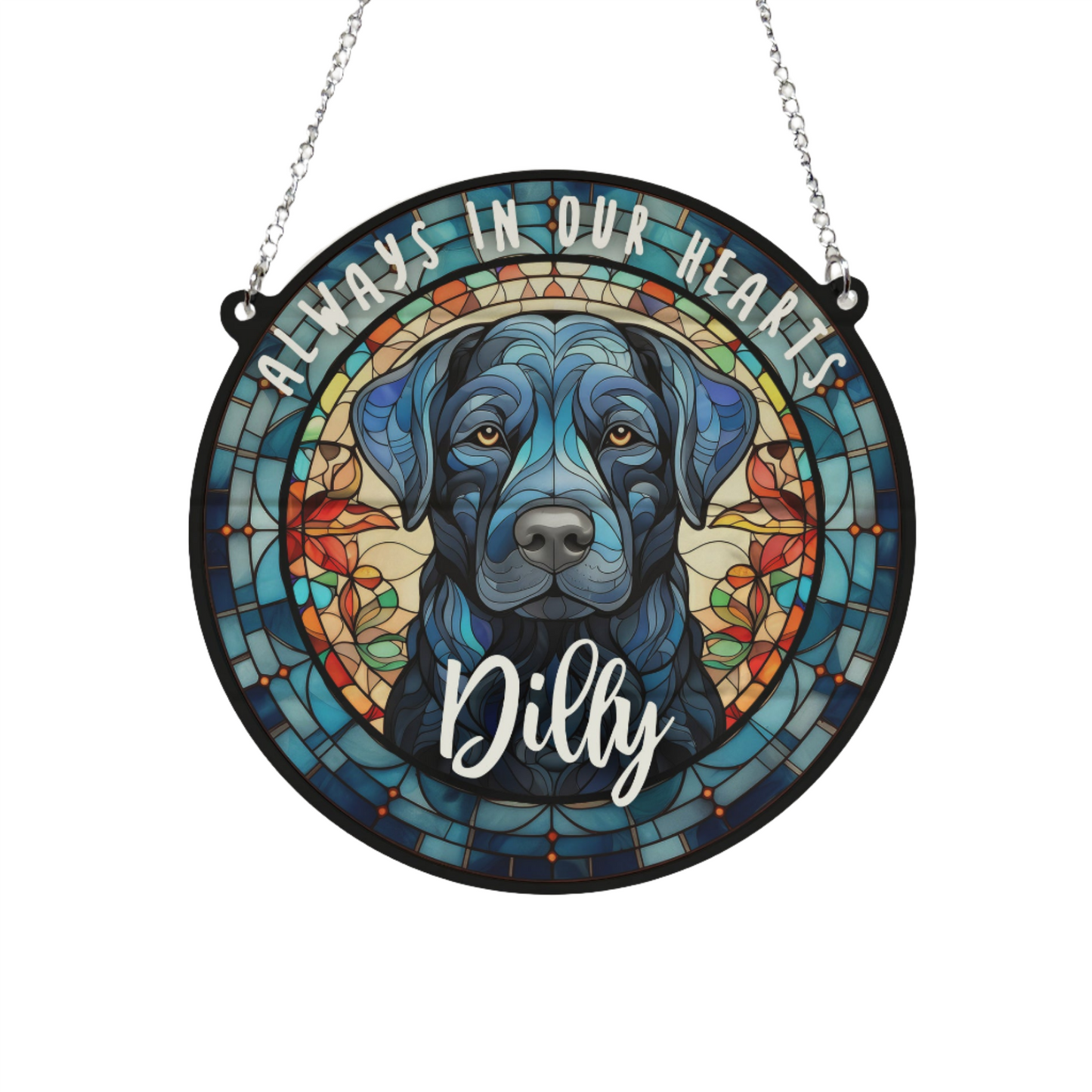 Labrador Black Memorial Stained Glass Effect Suncatcher