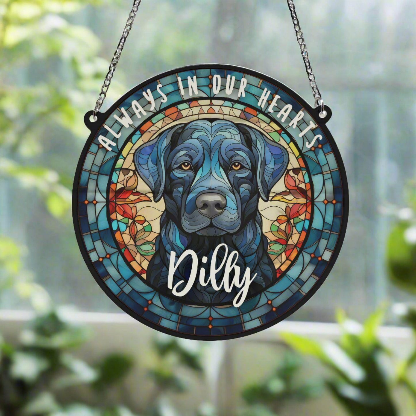 Labrador Black Memorial Stained Glass Effect Suncatcher