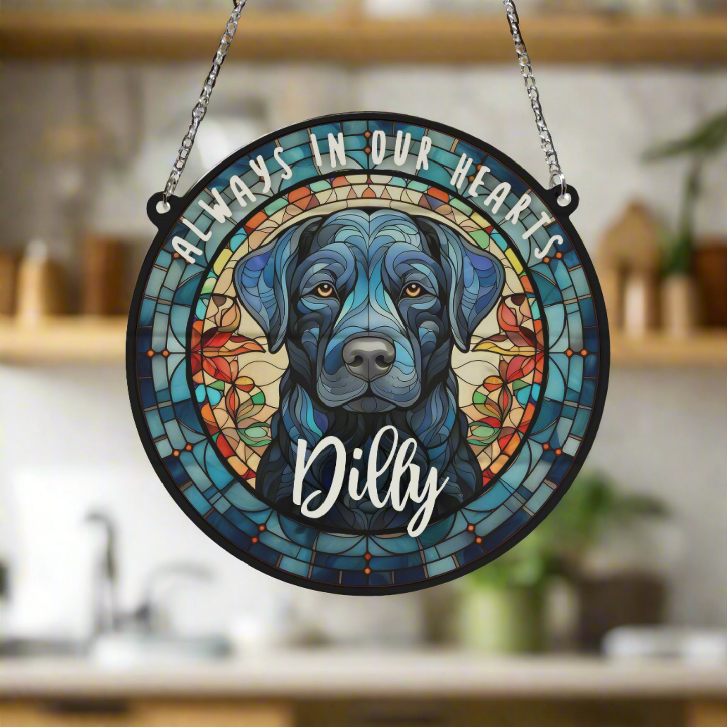 Labrador Black Memorial Stained Glass Effect Suncatcher