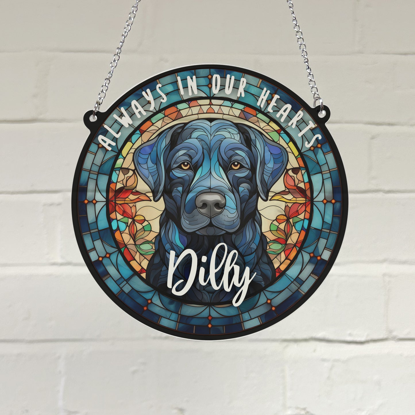 Labrador Black Memorial Stained Glass Effect Suncatcher