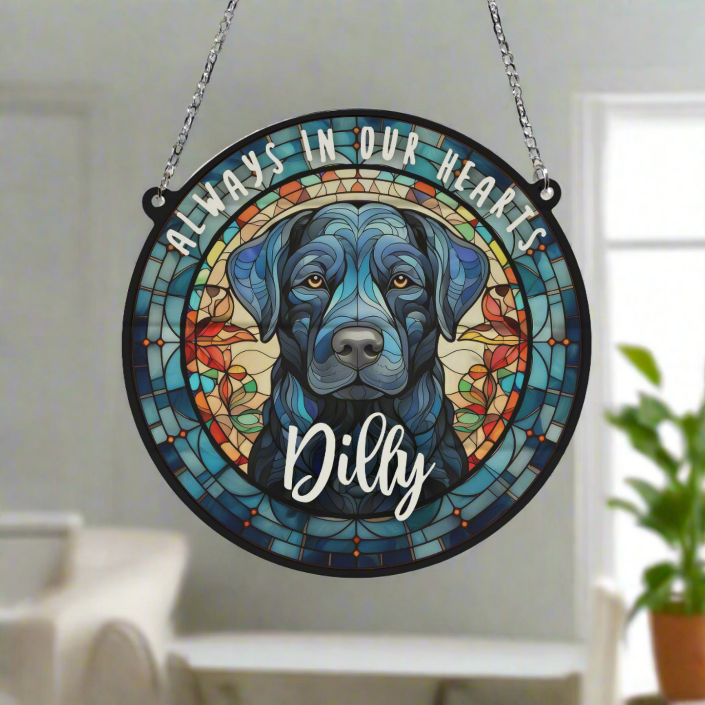 Labrador Black Memorial Stained Glass Effect Suncatcher