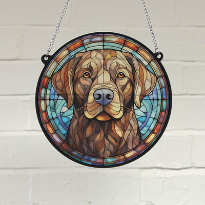 Labrador Chocolate Stained Glass Effect Suncatcher