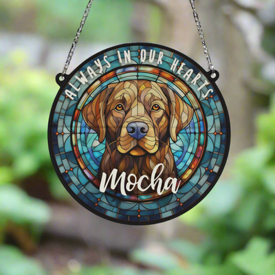 Labrador Chocolate Memorial Stained Glass Effect Suncatcher