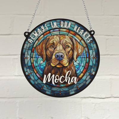 Labrador Chocolate Memorial Stained Glass Effect Suncatcher