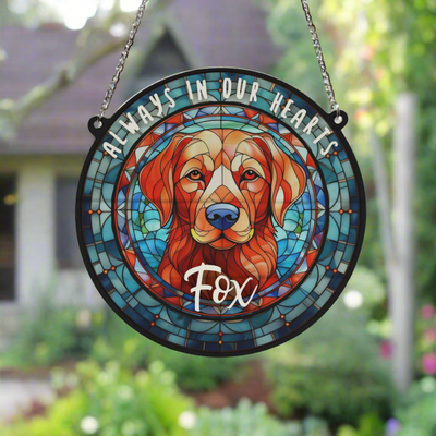 Labrador Fox Red Memorial Stained Glass Effect Suncatcher