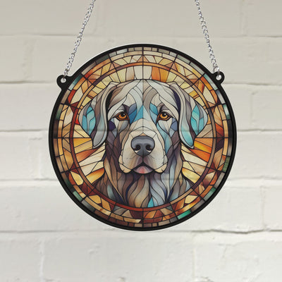 Labrador Silver Stained Glass Effect Suncatcher