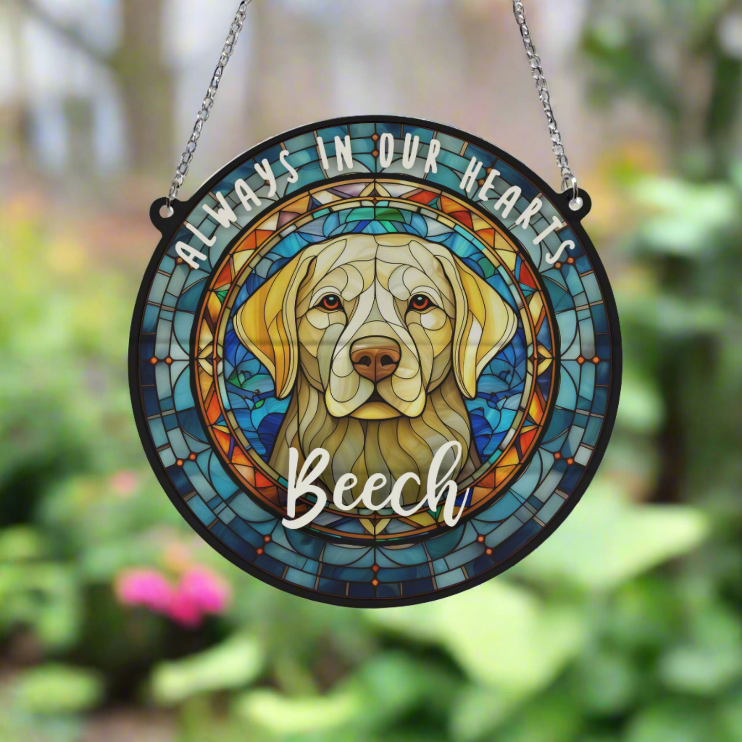 Labrador Yellow Memorial Stained Glass Effect Suncatcher