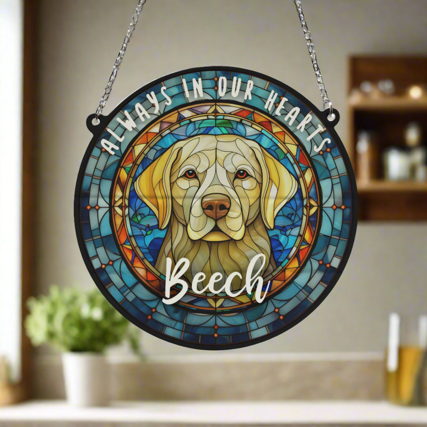 Labrador Yellow Memorial Stained Glass Effect Suncatcher