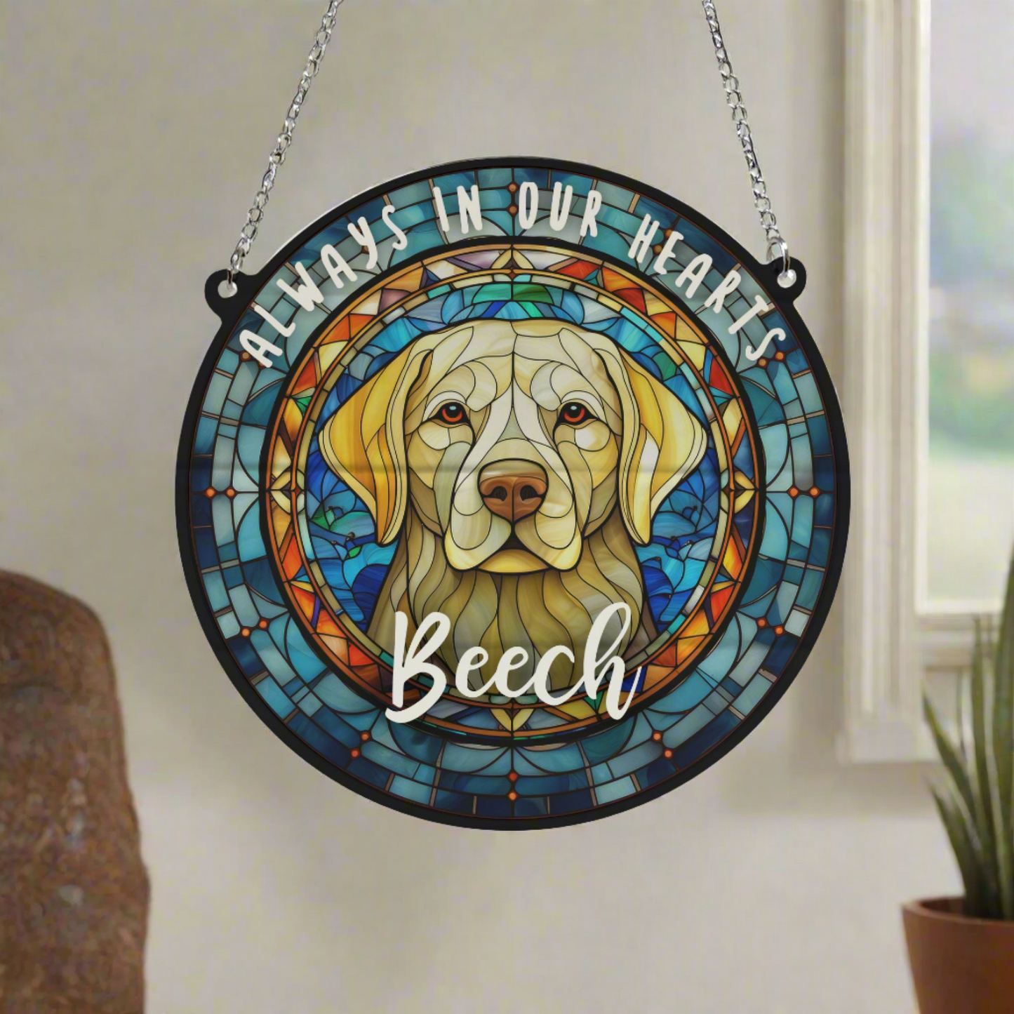 Labrador Yellow Memorial Stained Glass Effect Suncatcher