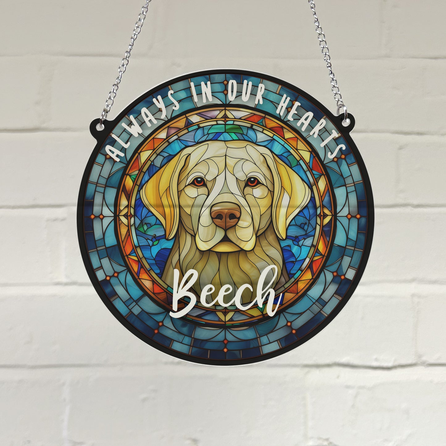 Labrador Yellow Memorial Stained Glass Effect Suncatcher