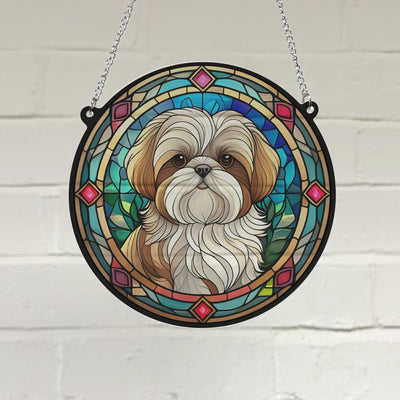 Lhasa Apso Stained Glass Effect Suncatcher