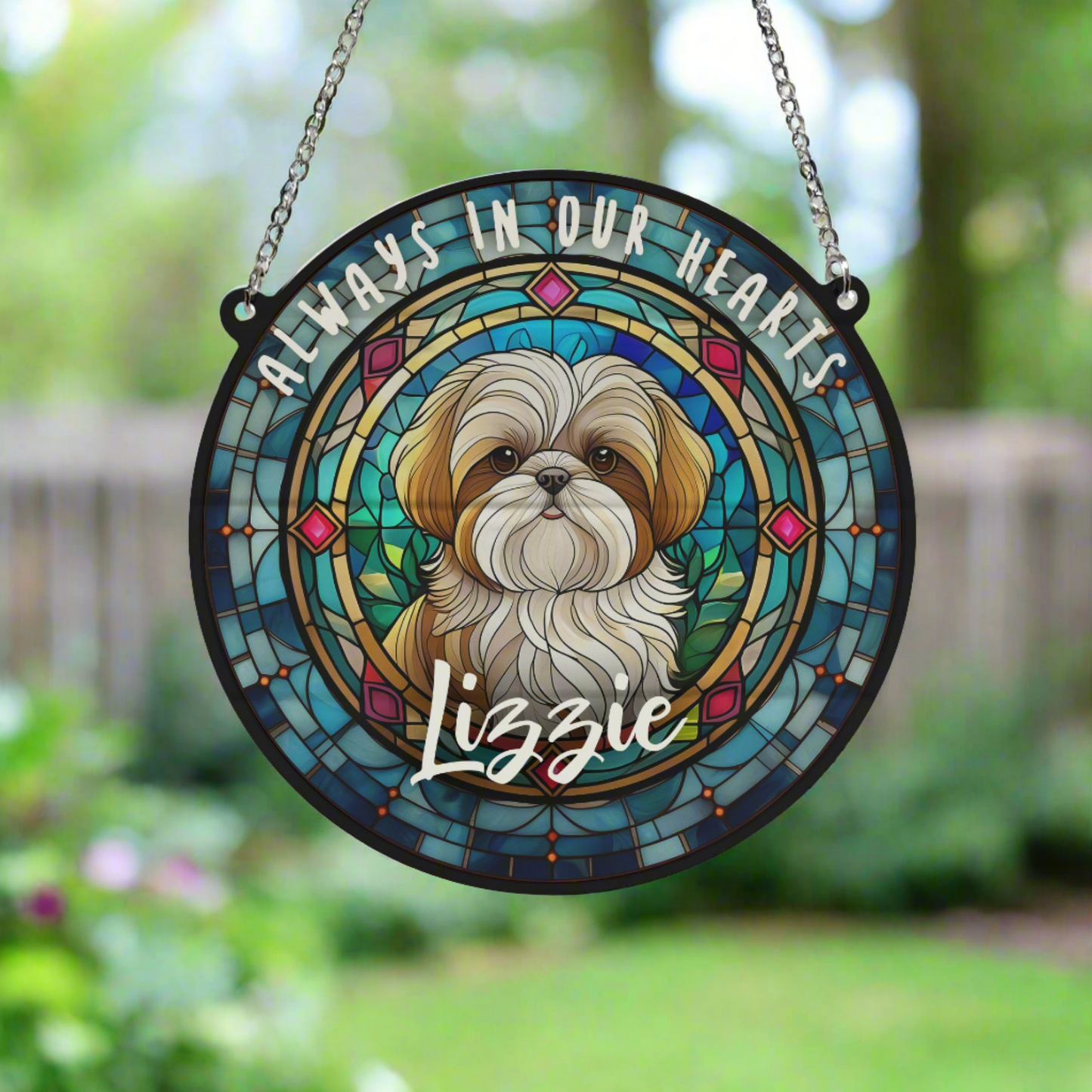 Lhasa Apso Memorial Stained Glass Effect Suncatcher