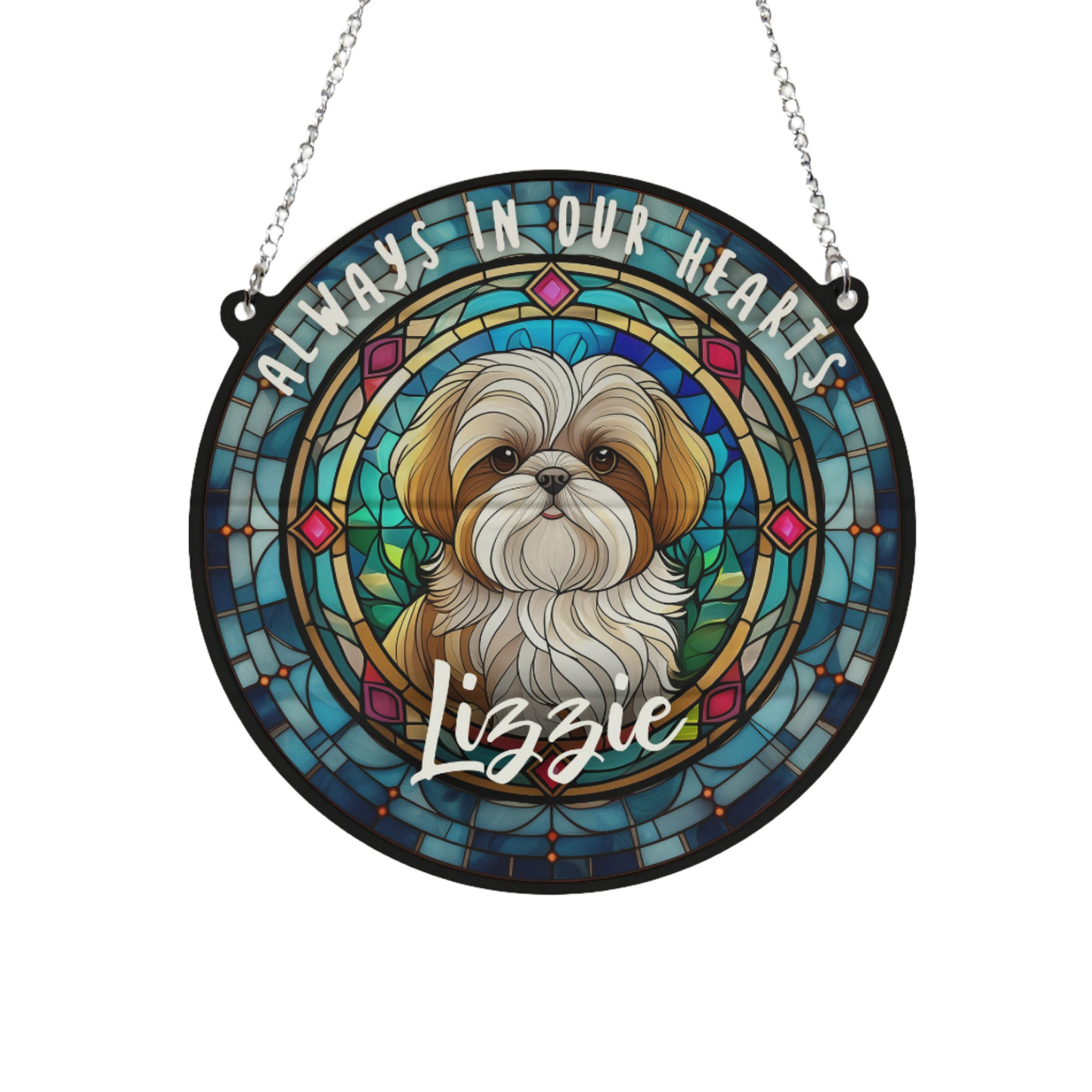 Lhasa Apso Memorial Stained Glass Effect Suncatcher