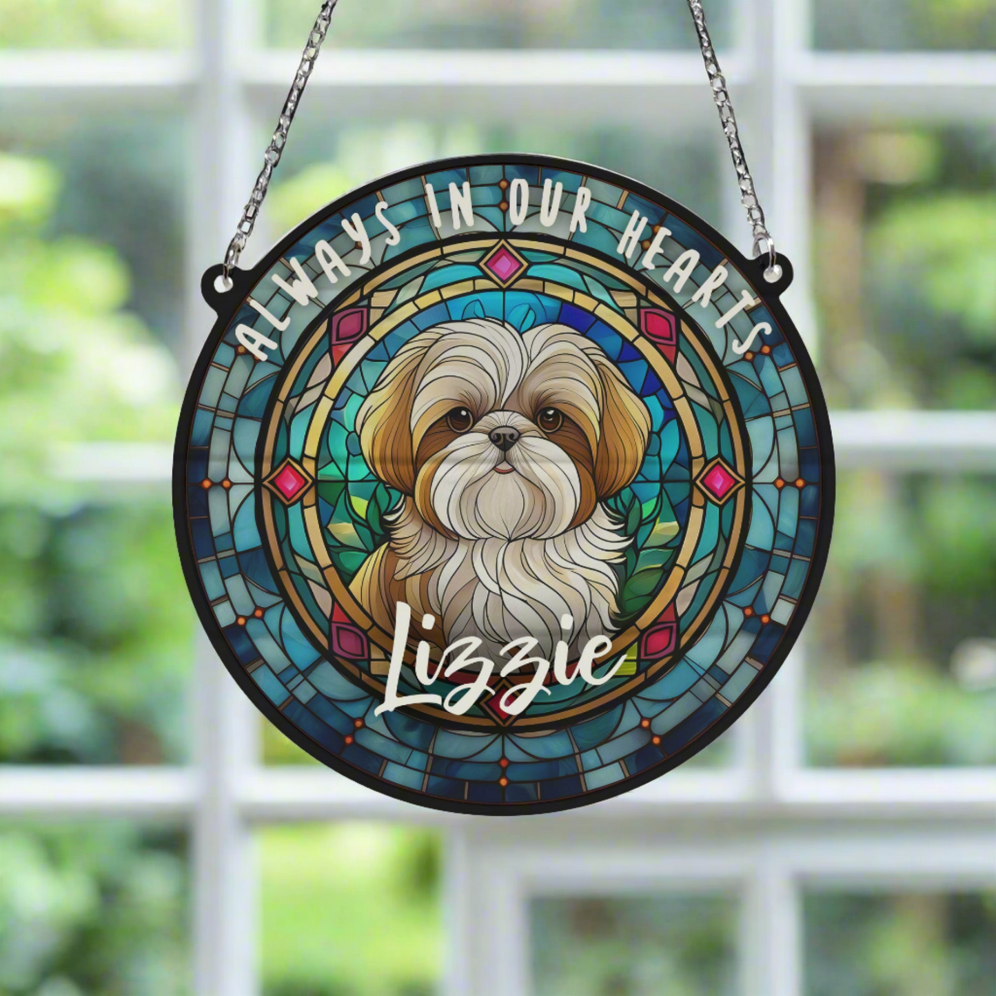 Lhasa Apso Memorial Stained Glass Effect Suncatcher