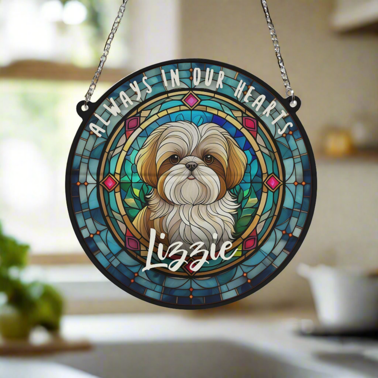 Lhasa Apso Memorial Stained Glass Effect Suncatcher