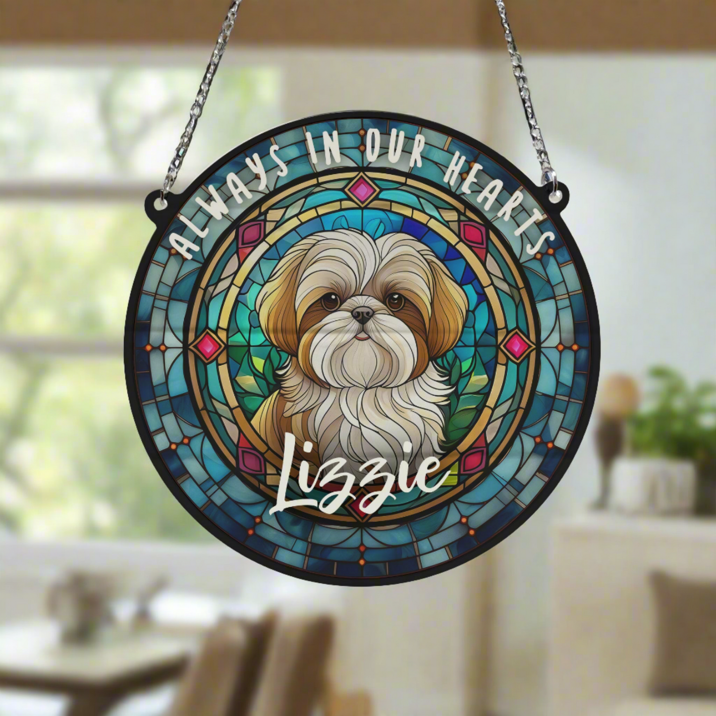 Lhasa Apso Memorial Stained Glass Effect Suncatcher