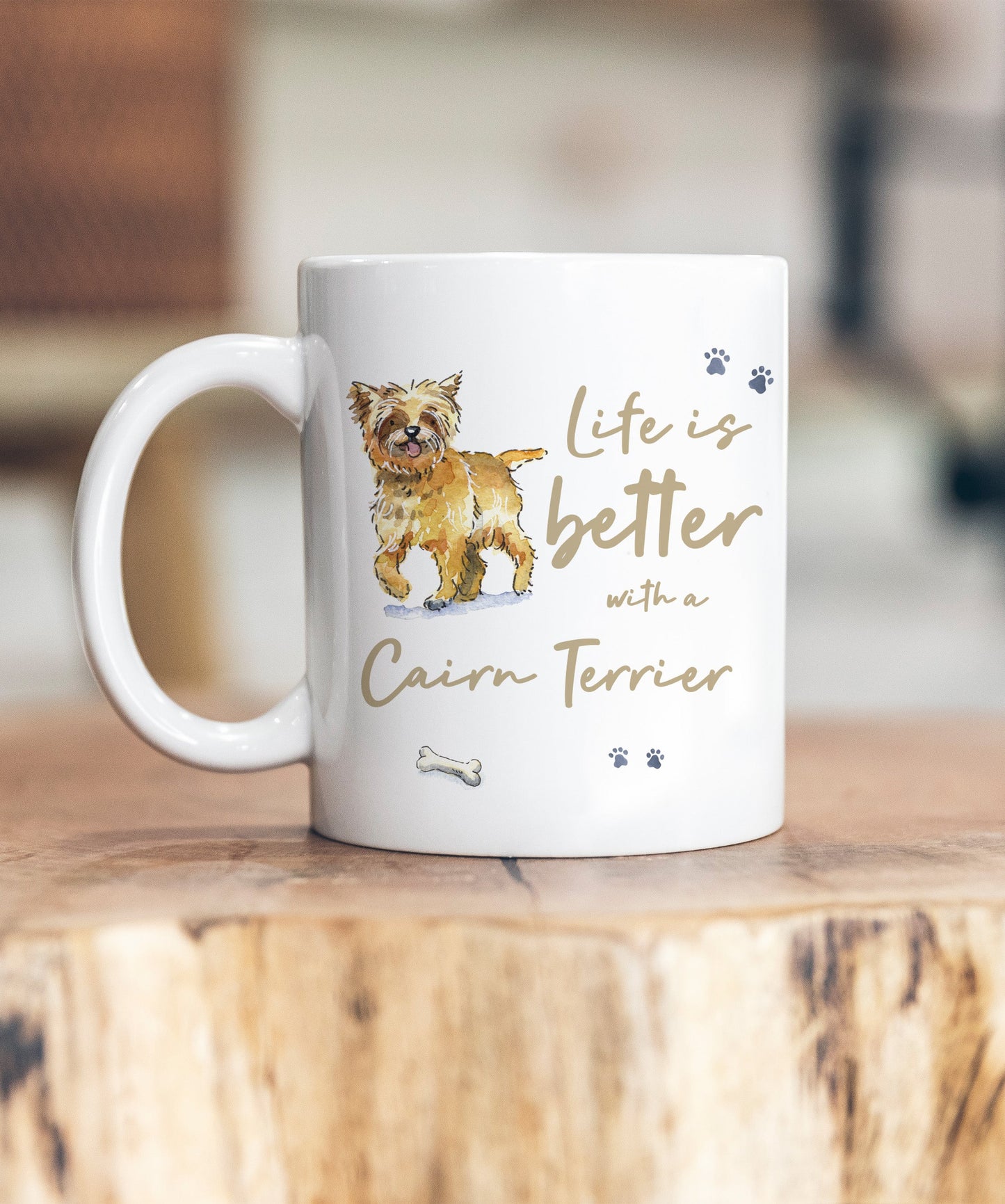 Life is Better Cairn Terrier Tan Ceramic Mug