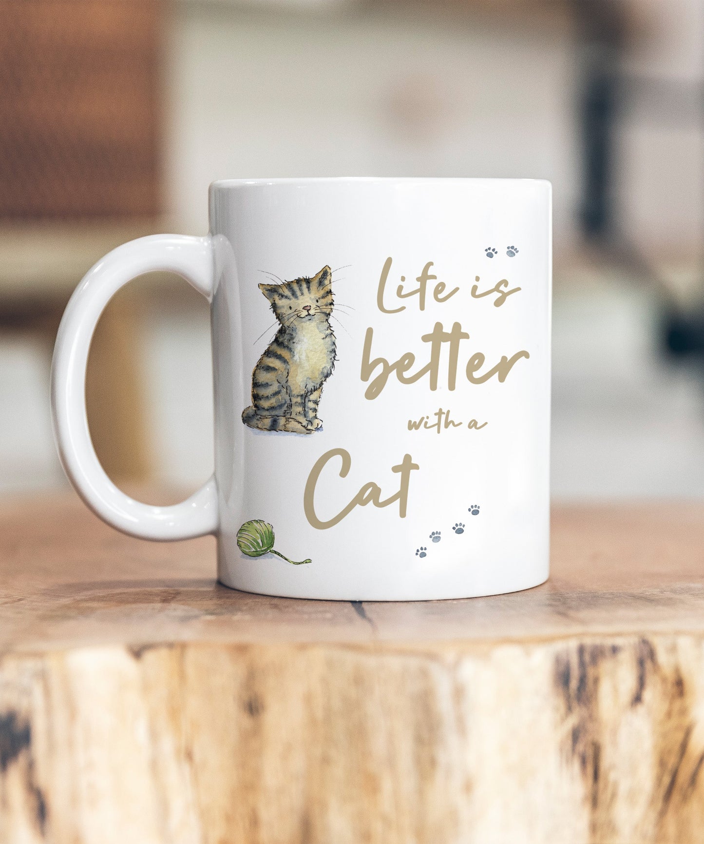 Life is Better Cat Black & Brown Ceramic Mug