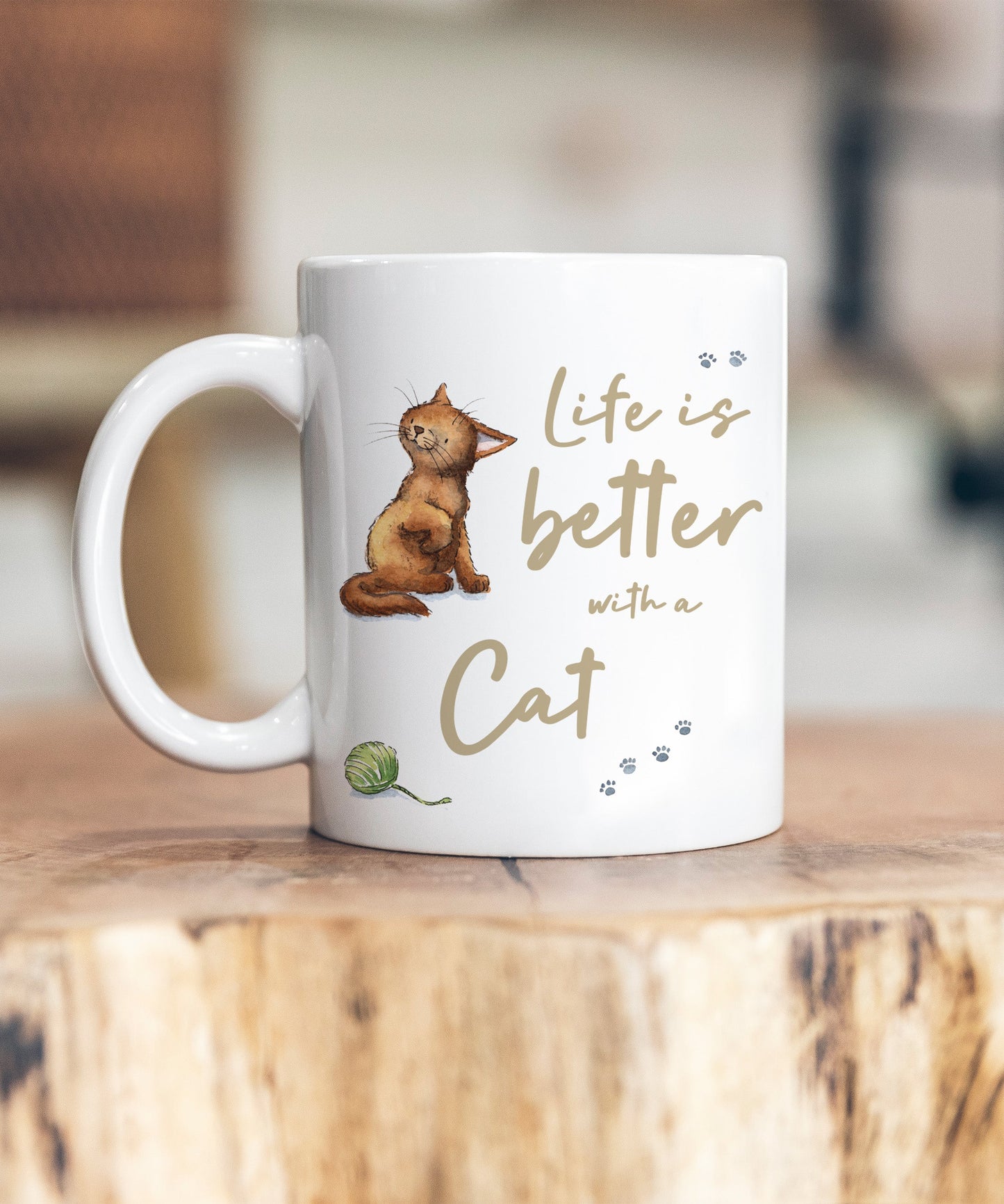 Life is Better Cat Brown Ceramic Mug