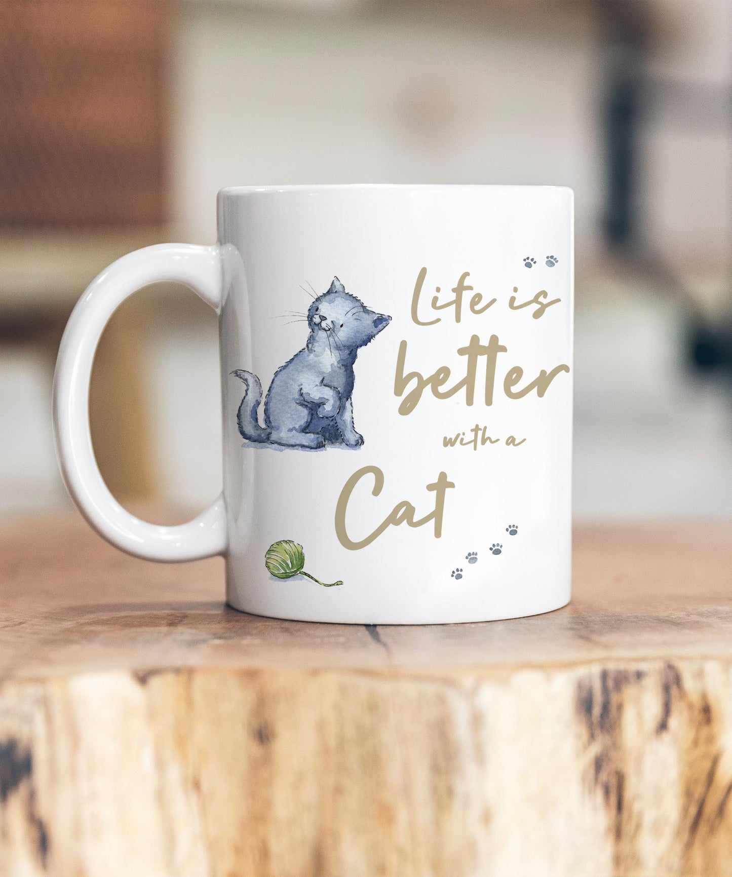 Life is Better Cat Grey Ceramic Mug