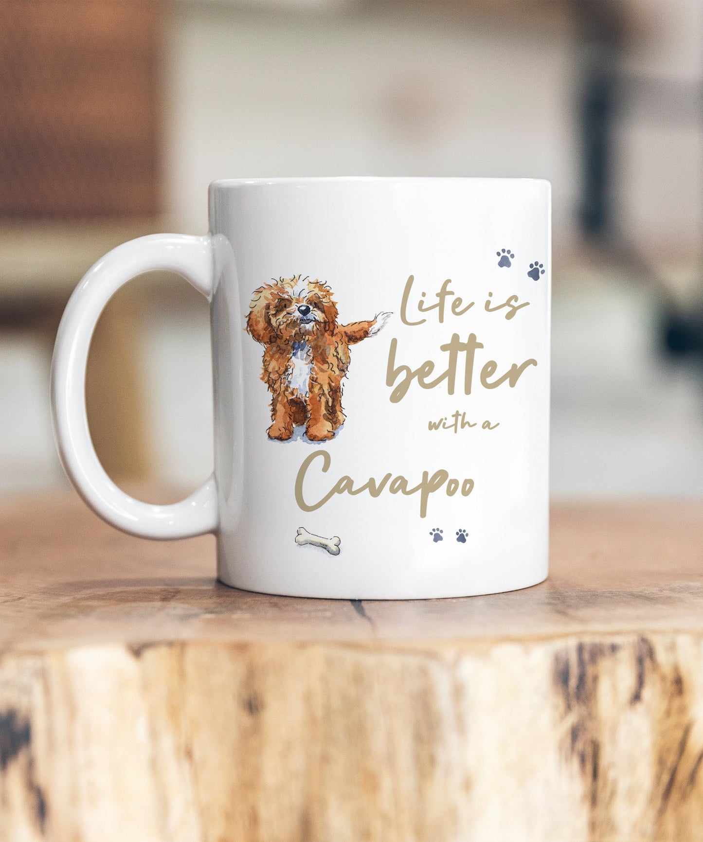 Life is Better Cavapoo Red & White Ceramic Mug