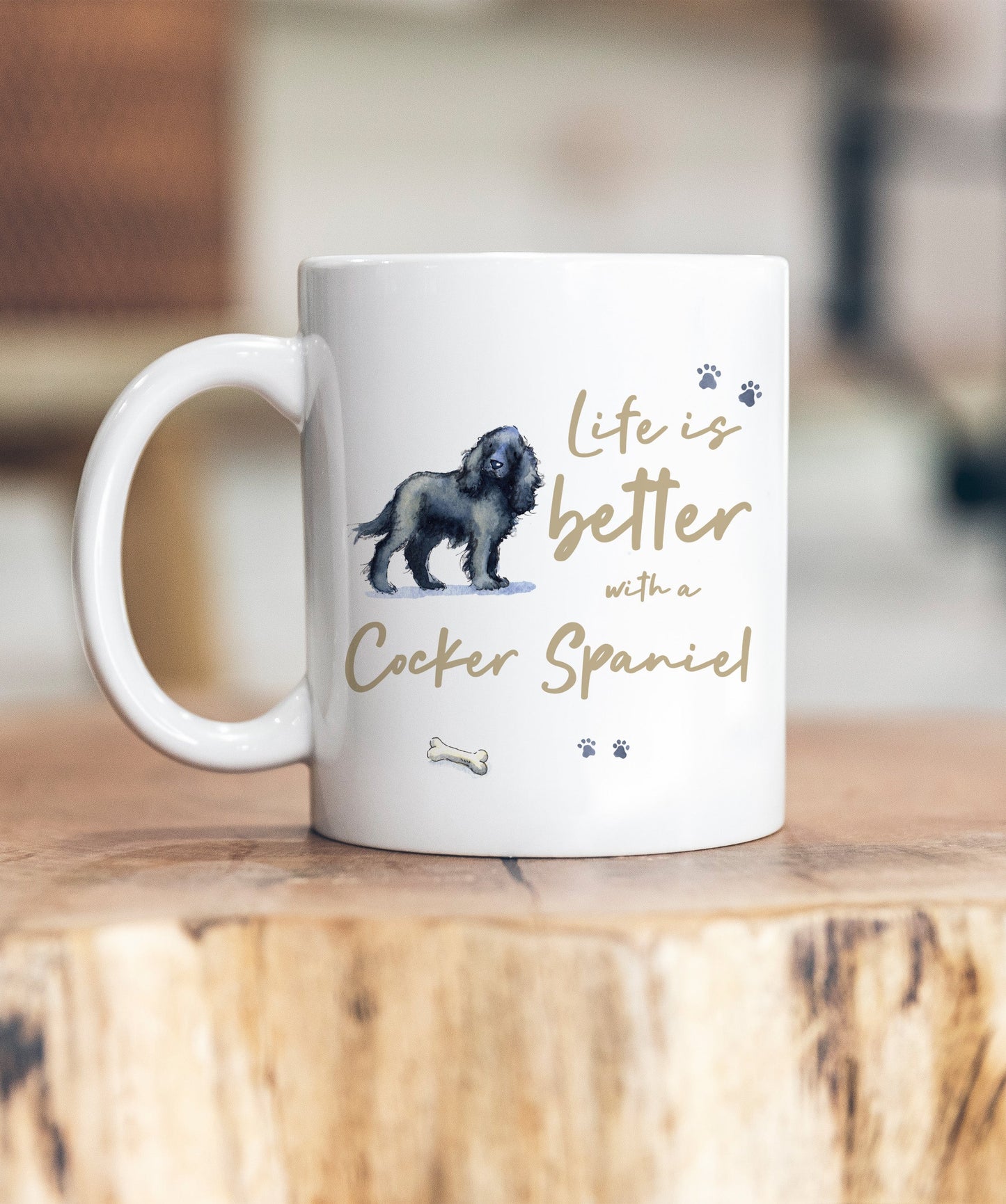 Life is Better Cocker Black Ceramic Mug