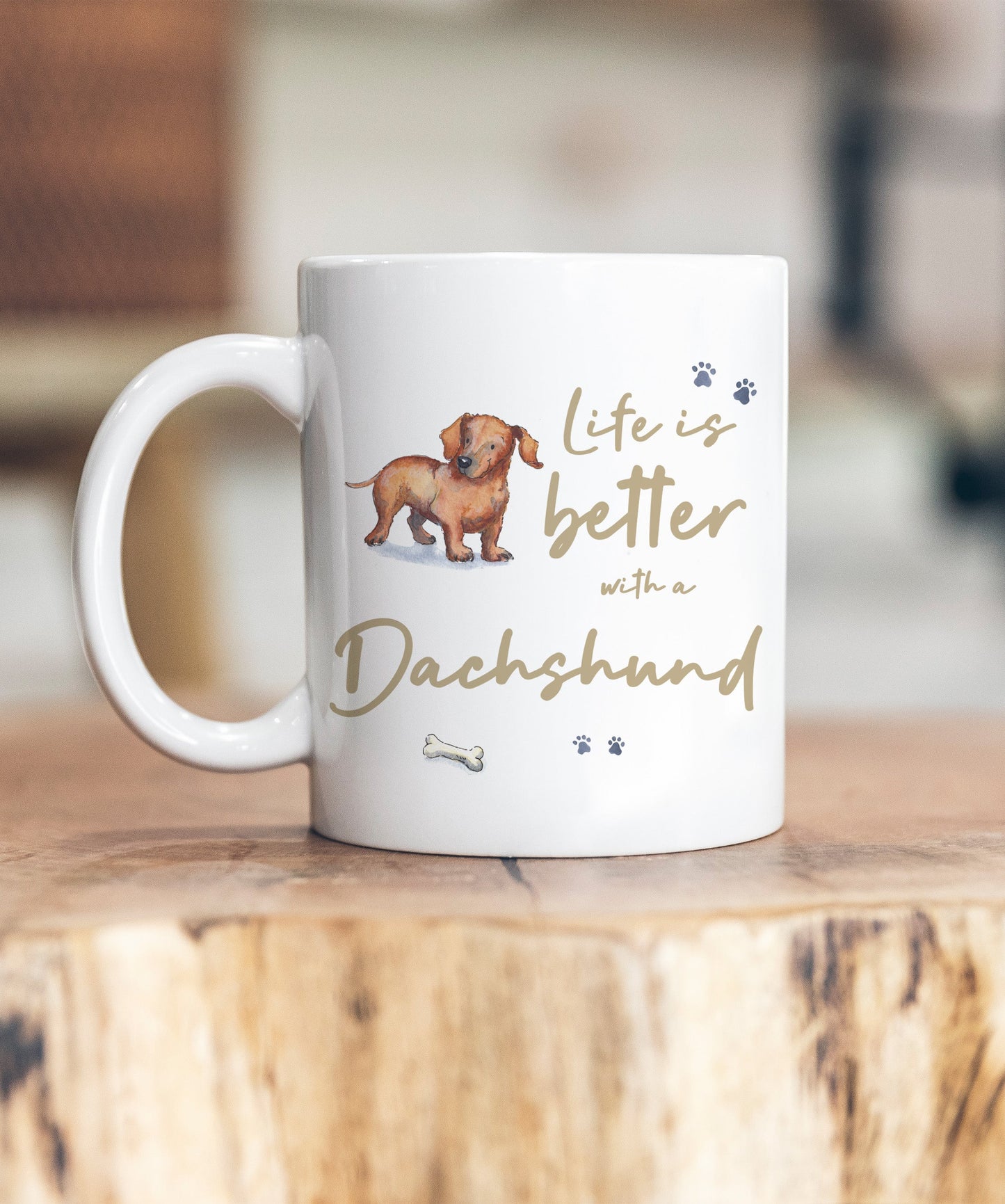 Life is Better Dachshund Red Ceramic Mug