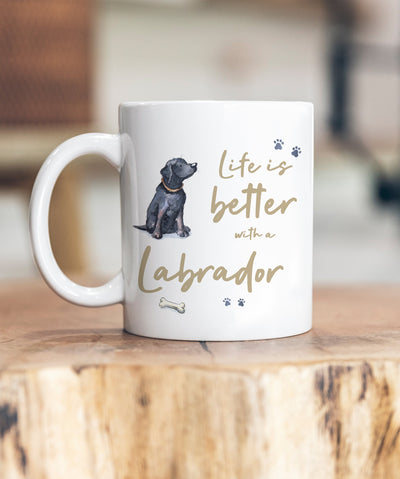 Life is Better Labrador Black Ceramic Mug