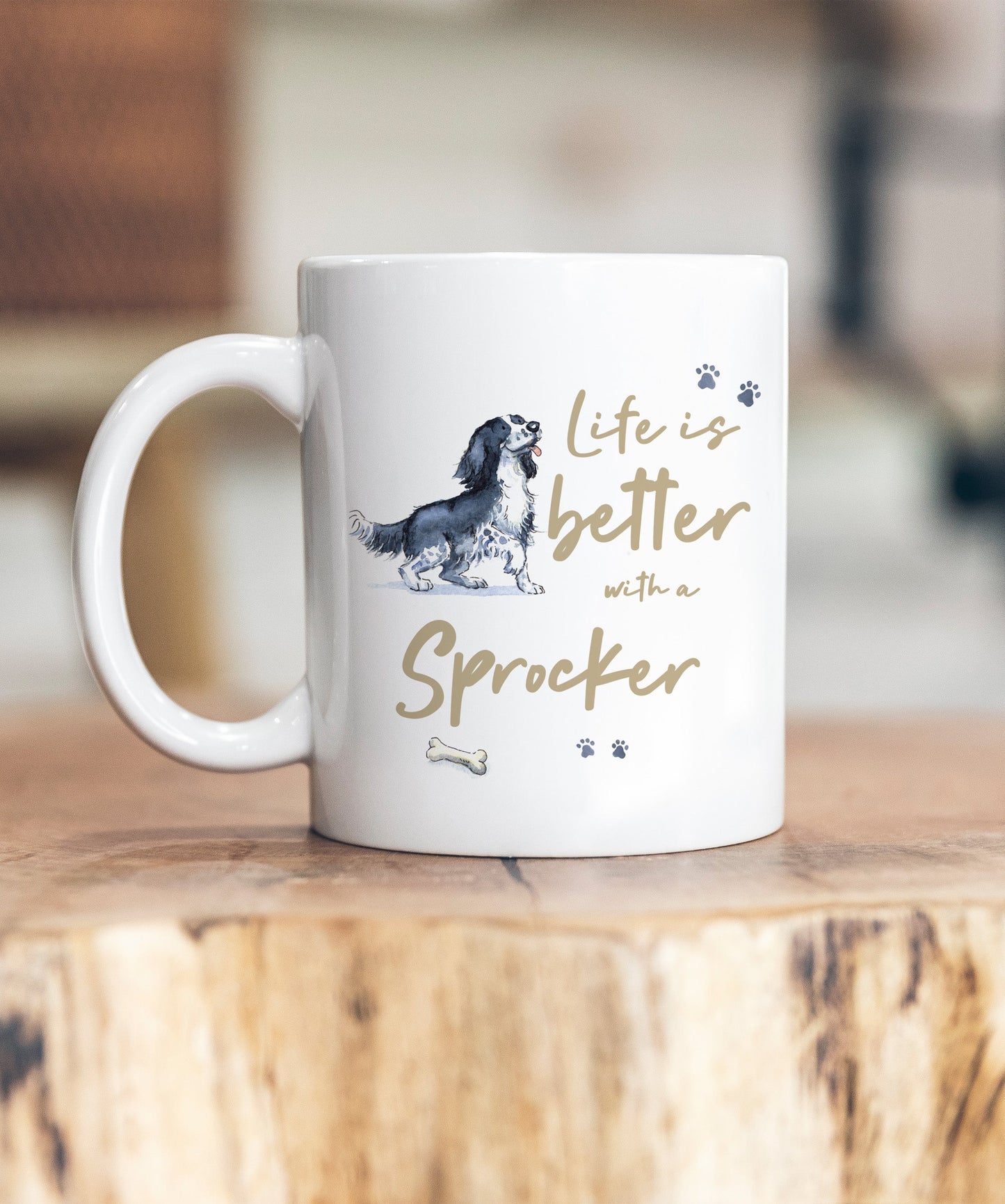 Life is Better Sprocker Black & White Ceramic Mug